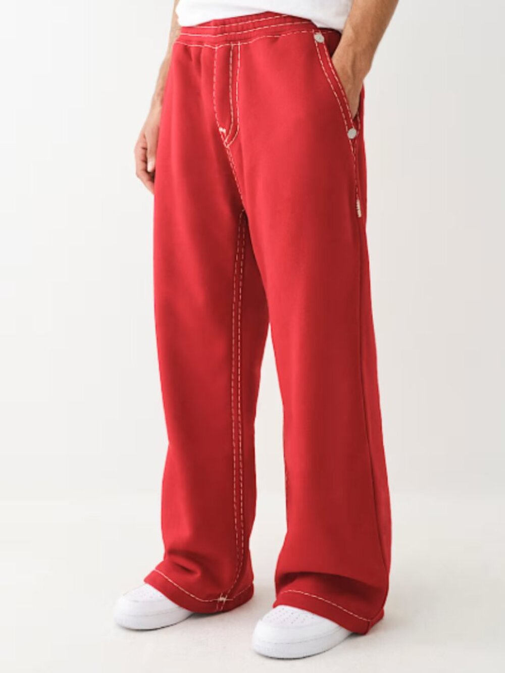 True Religion Big T Sweatpants Red Joggers Men’s Horseshoe Logo NWT - Picture 2 of 2